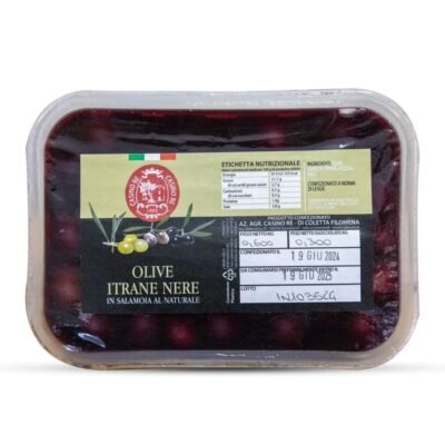 Vaschetta di Olive Itrana Nera in Salamoia da 300gr